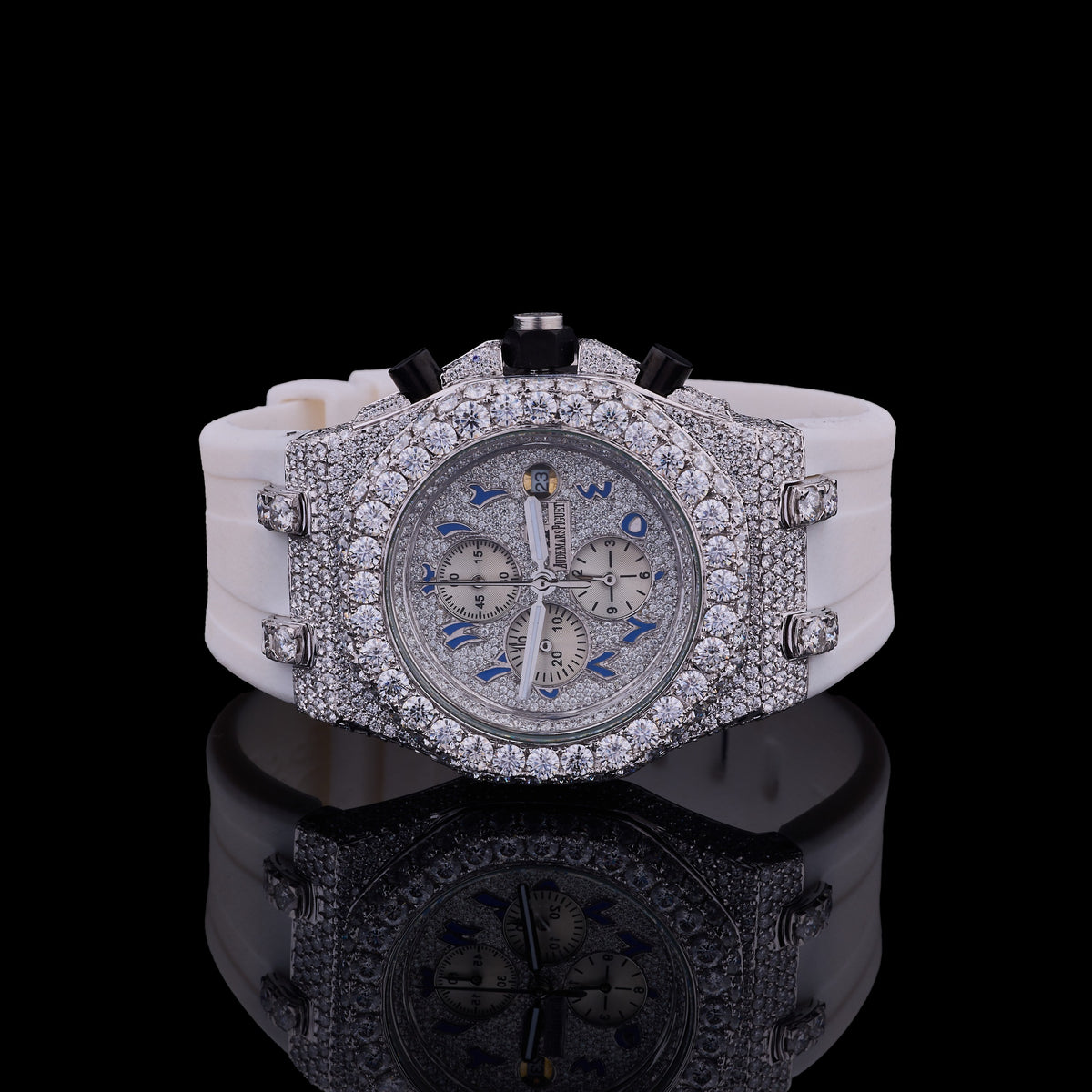 Diamond Monarch Collection Full Pavé Luxury Chronograph Watch And Signature Moissanite Diamond Eyewear Set - View 2