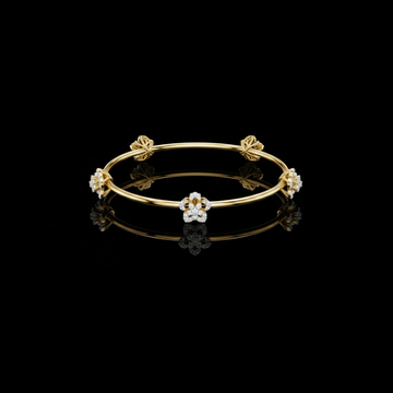 Floral Round Moissanite Diamond Open Cuff Bangle Bracelet for Women