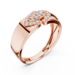 Round Cut Lab Grown Diamond Men's Modern Split Link Pave Gold Engagement Ring - View 5