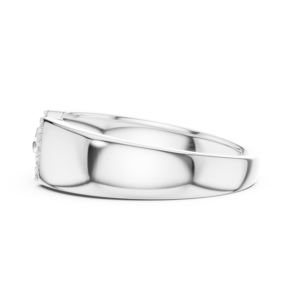 Round Cut Lab Grown Diamond Men's Equestrian Openwork Link Wedding Band - View 12