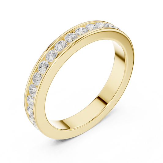 Round Cut Moissanite Diamond Men's Single Row Channel Set Ring - View 2