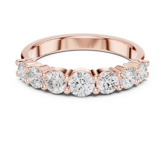 Round Cut Moissanite Brilliant Half Eternity Diamond Wedding Band Ring - View 2