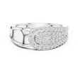 Round Cut Lab Grown Diamond Men's Oval Shield Pave Accent Wedding Ring - View 3