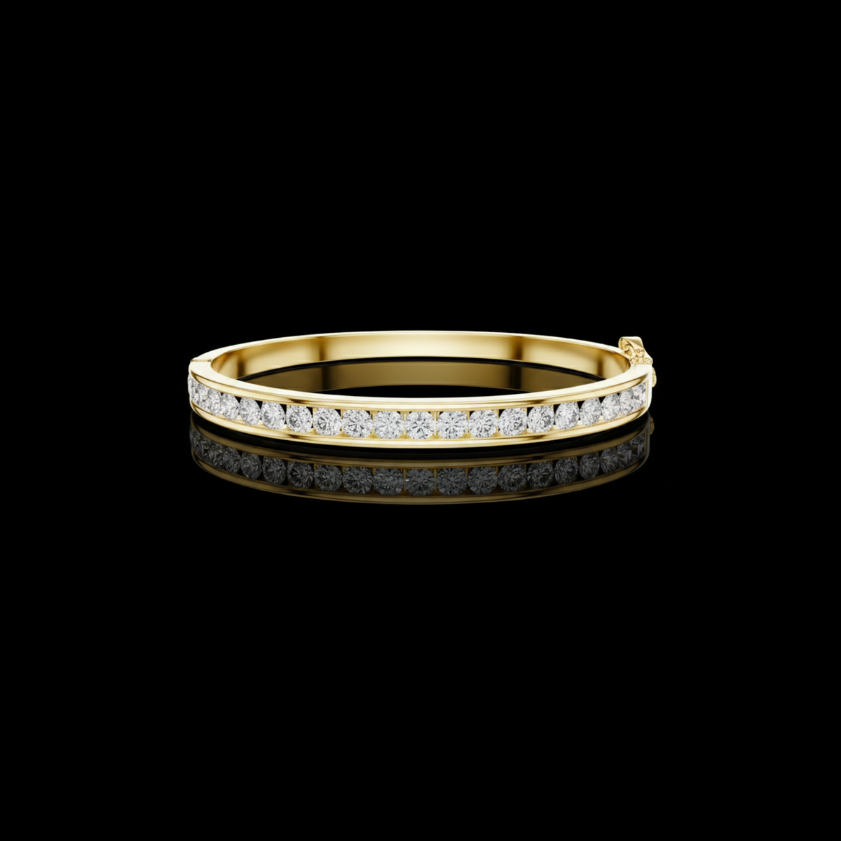 Round Cut Moissanite Diamond Hinged Bangle with Channel Setting