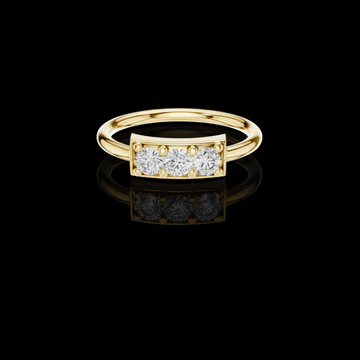 Round Three Stone Lab Diamond Minimalist Ring