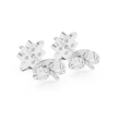 Leaf Petal Round Lab Diamond Flower Stud Earrings with Cluster Center - View 12