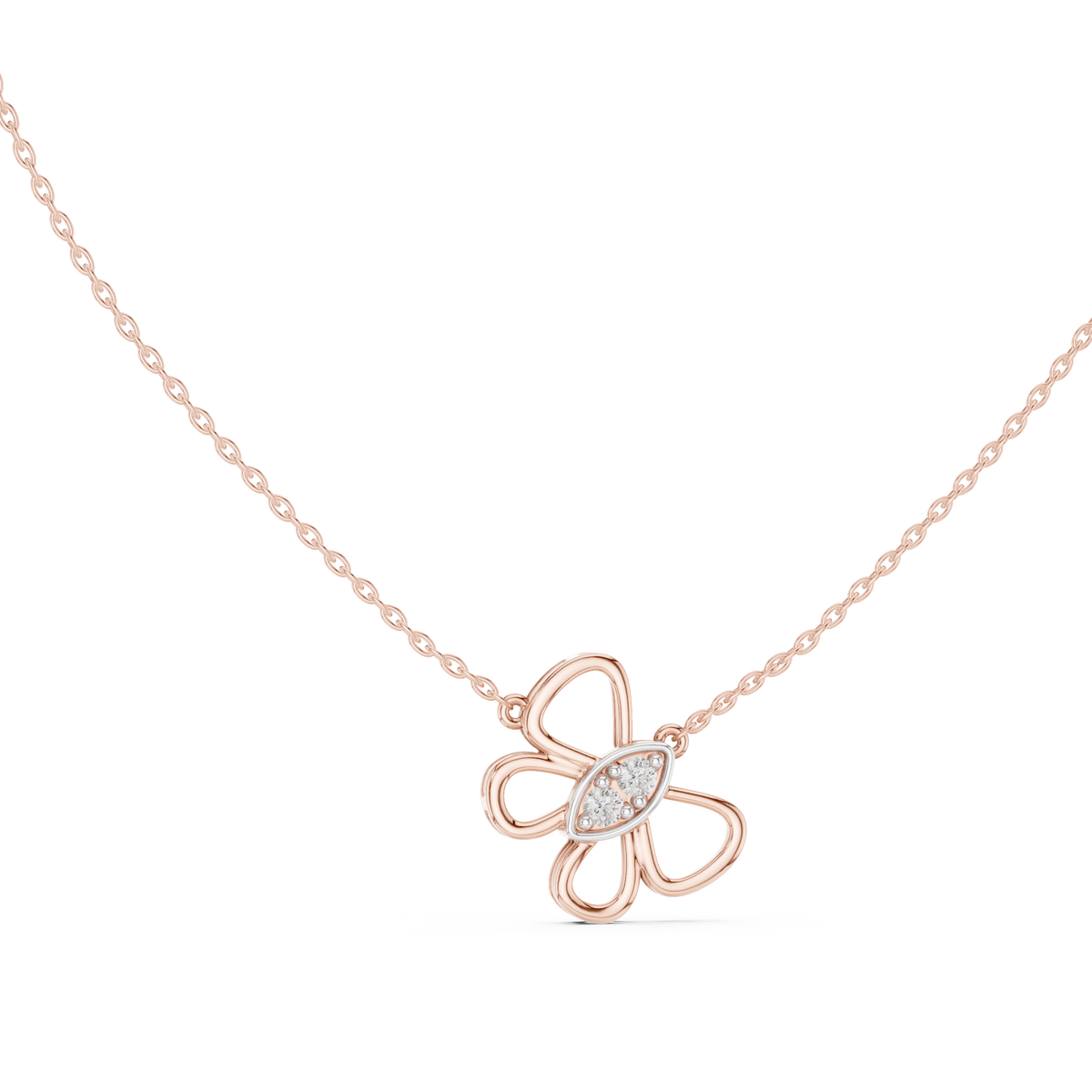Openwork Butterfly Pendant with Round Cut Moissanite Diamond - View 2