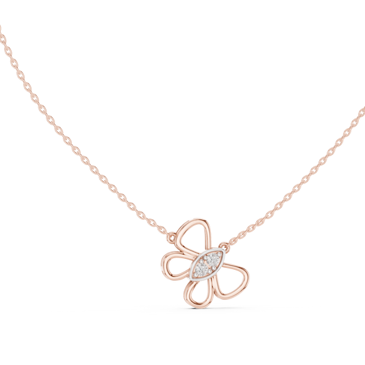 Openwork Butterfly Pendant with Round Cut Moissanite Diamond - View 2