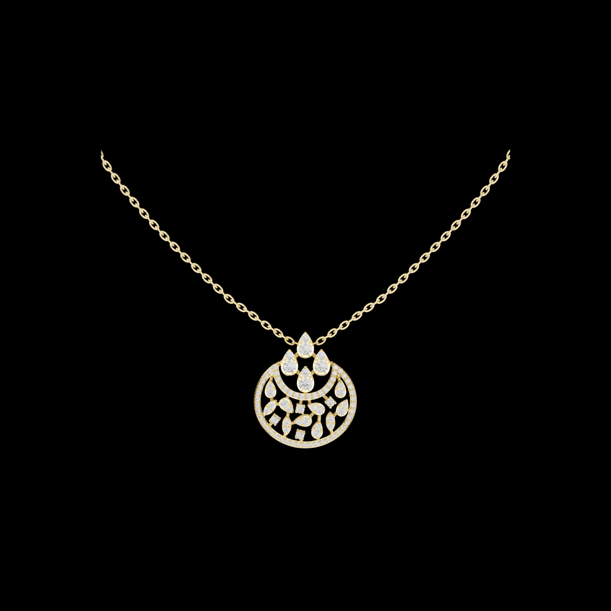 Chandelier Droplet Layering Pendant with Multi Stone Moissanite Diamond