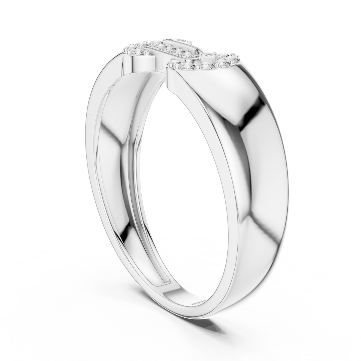 Round Cut Moissanite Diamond Men's Equestrian Openwork Link Wedding Band - View 9