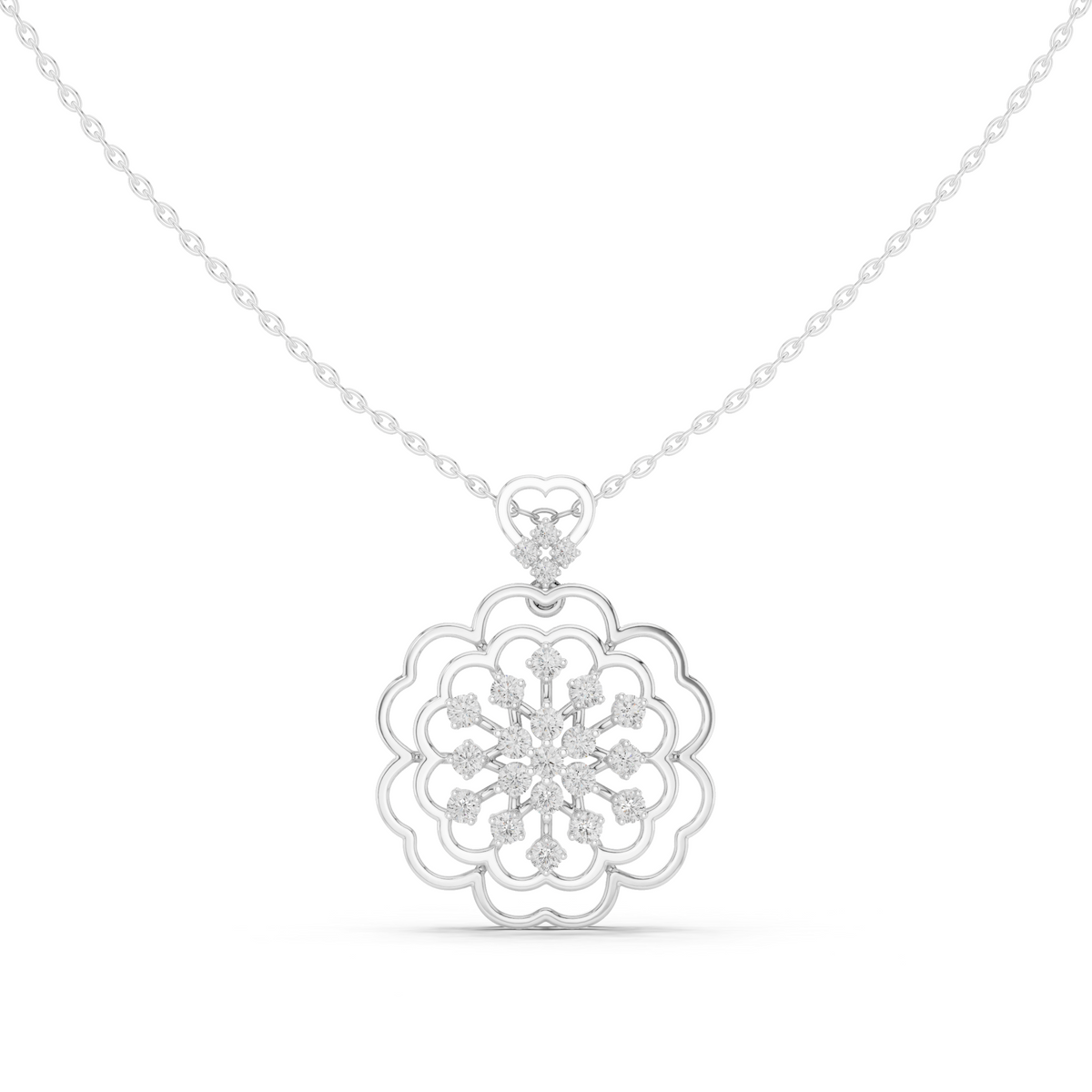 Floral Round Moissanite Diamond Pendant For Women - View 3