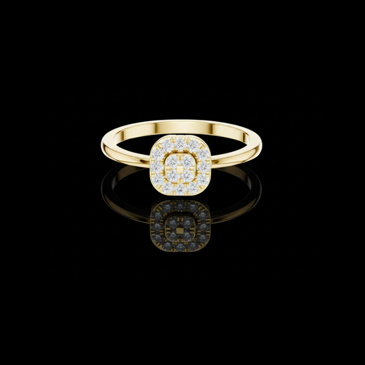 Round Moissanite Diamond With Halo Cluster Delicate Ring