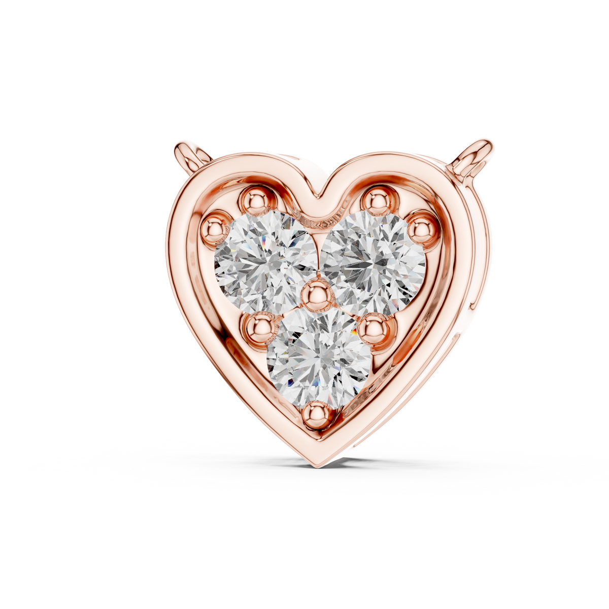 Heart Shape Pendant with Round Three Stone Cluster Lab Grown Diamond - View 2
