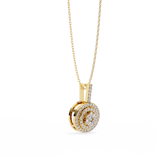 Concentric Circle Silhouette Charm Pendant with Round Moissanite Diamond - View 2
