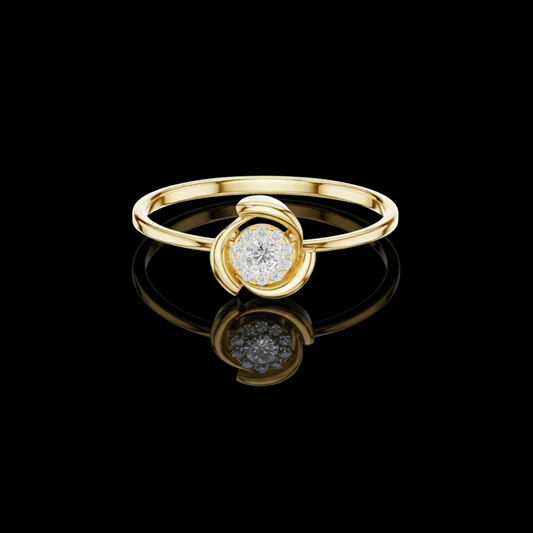 Round Cut Moissanite Diamond Swirl Cluster Ring With Wrap Setting