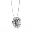 Oval Cut Moissanite Diamond Halo Pendant with Round Accent Stones - View 7