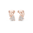 Exclusive Round Cut Lab Diamond Cluster Stud Earrings with Sculpted Curved Design - View 2