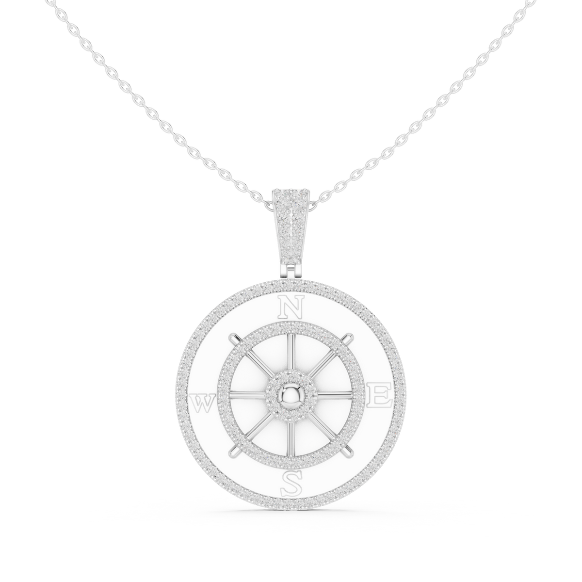 Directional Wheel Pattern Statement Charm Featuring Round Lab Grown Diamond - View 3