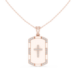 Round Moissanite Diamond Cross Tag Pendant with Enamel Border - View 2