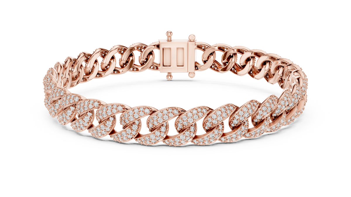 Round Cut Lab Diamond Miami Cuban Link Bracelet - View 2