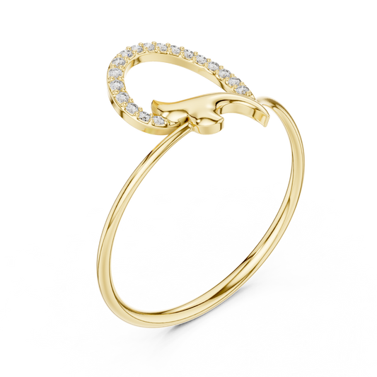 Round Lab Diamond Swirl Ring With Minimal Pave Open Design - View 2