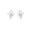 Elowen Clover Round Lab Diamond Drop Stud Earrings with Petite Floral Design - View 3