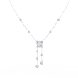 Round Moissanite Diamond Lariat Necklace with Bezel Station Drops - View 4