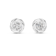 Swirl Border Round Cut Moissanite Diamond Architectural Stud Earrings - View 3
