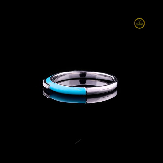 Sky Blue Moissanite Diamond Channel Set Band Ring - View 2