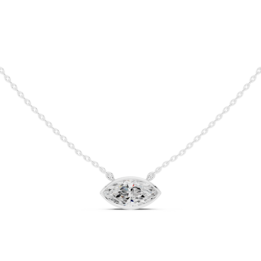 Marquise Cut Moissanite Diamond Solitaire Pendant - View 2