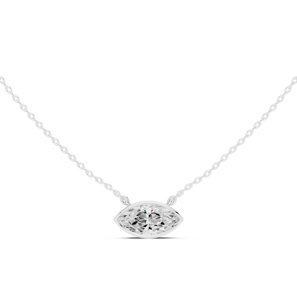 Marquise Cut Lab Grown Diamond Solitaire Pendant - View 2