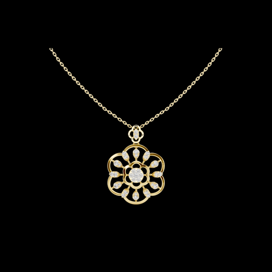 Floral Halo Setting Round Lab Grown Diamond Pendant