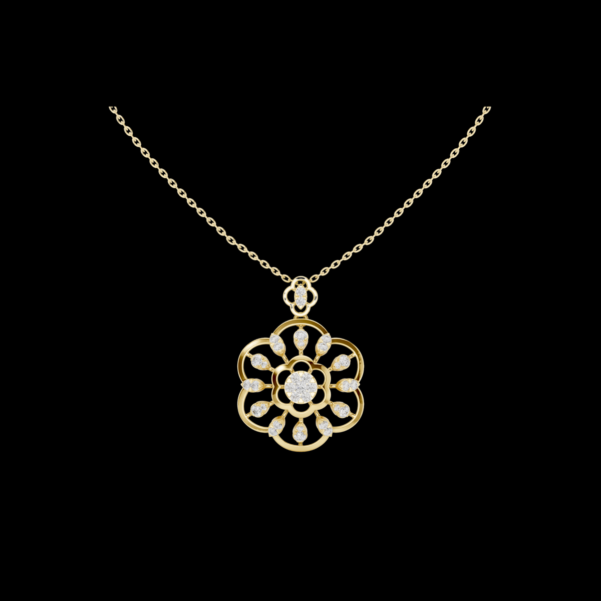 Floral Halo Setting Round Moissanite Diamond Pendant
