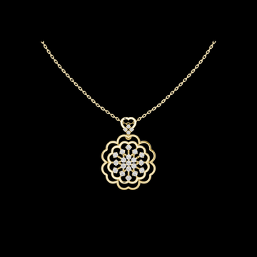 Round Diamond Floral Lab Grown Pendant Necklace