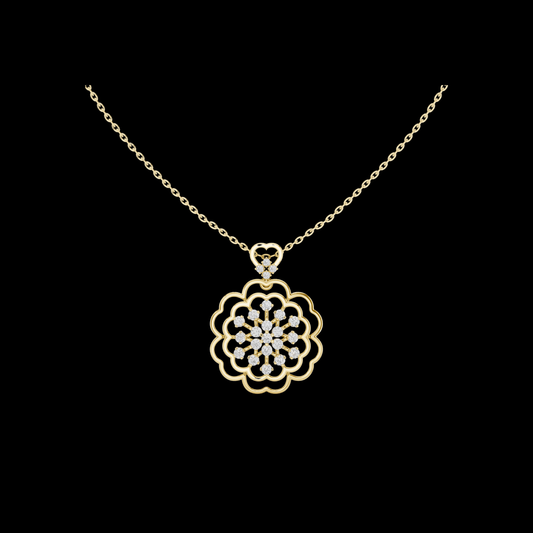 Floral Round Moissanite Diamond Pendant For Women