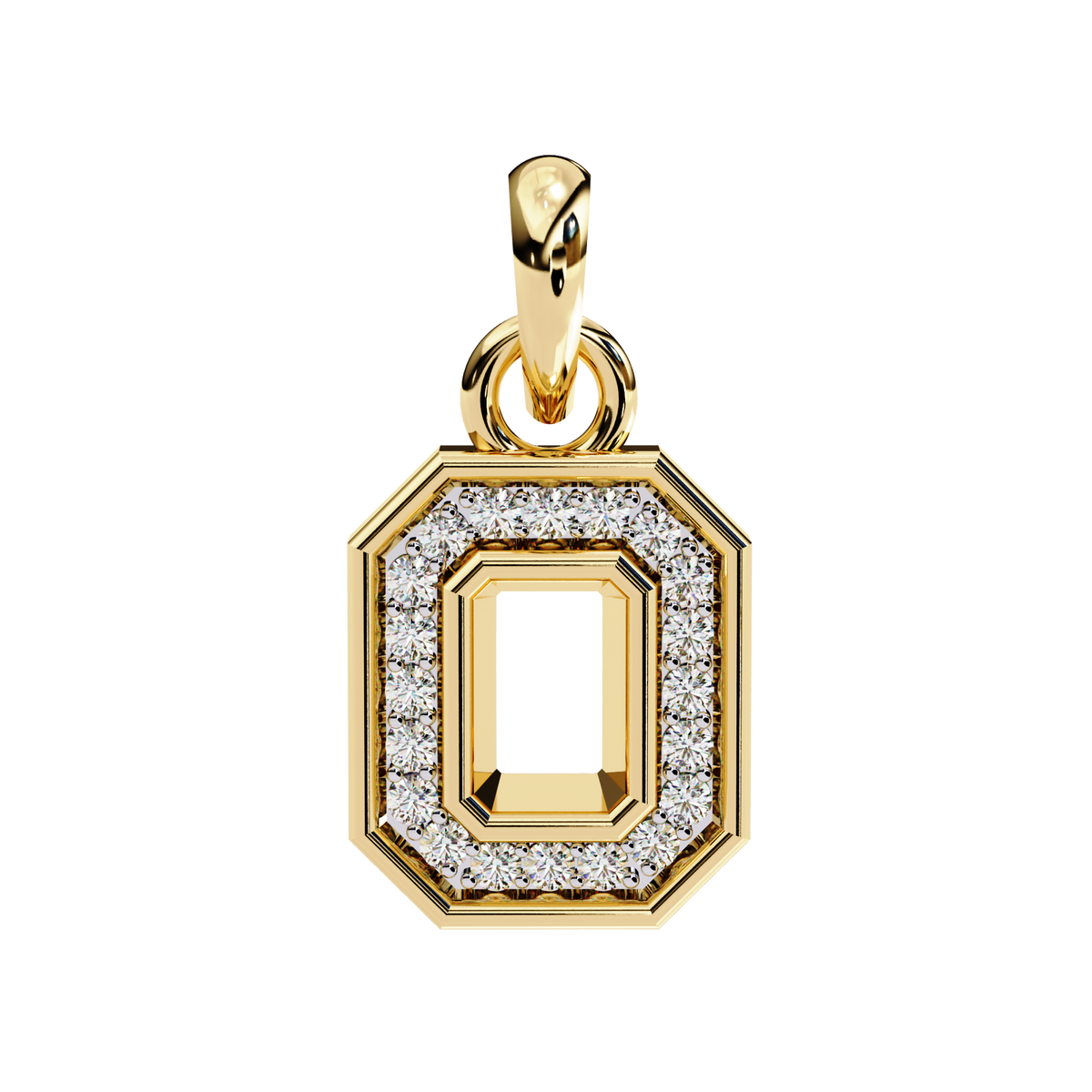 Abstract Cutout Frame Motif Pendant with Round Lab Grown Diamond - View 2