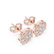 Aurora Halo Blossom Round Moissanite Diamond Cluster Stud Earrings with Rounded Floral Silhouette - View 5