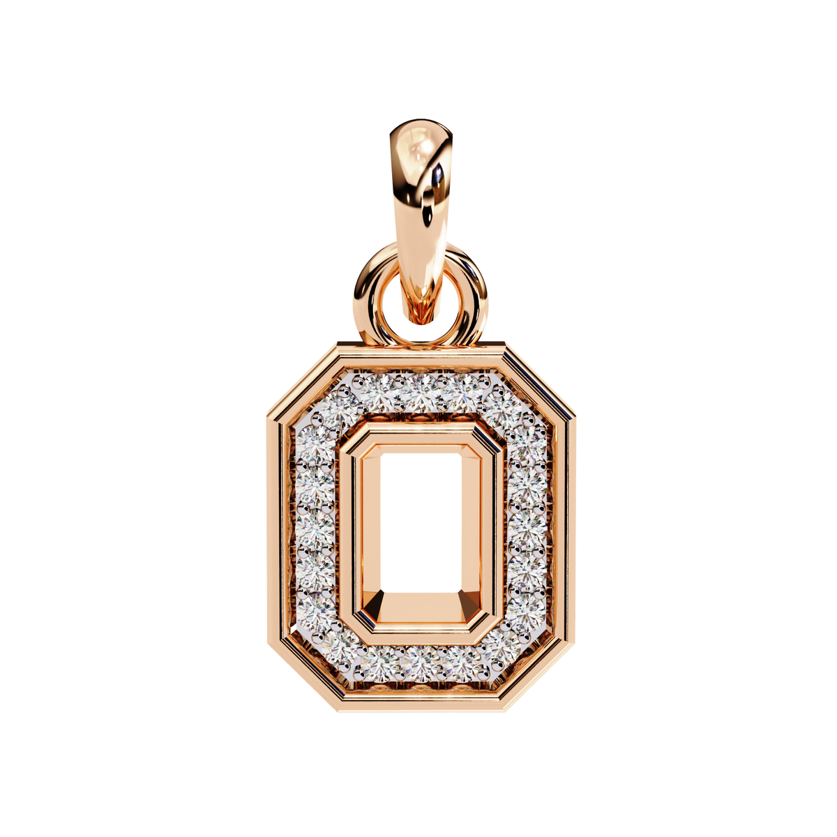 Abstract Cutout Frame Motif Pendant with Round Moissanite Diamond - View 3