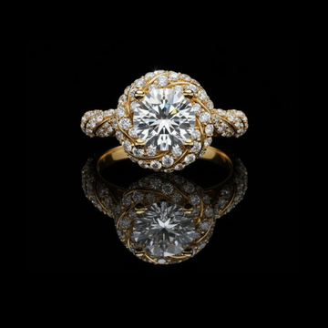 Vintage Inspired Round Cut Lab Diamond Engagement Ring