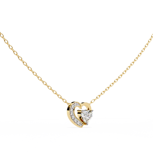 Heart Moissanite Solitaire Diamond Pendant with Open Asymmetrical Frame - View 2