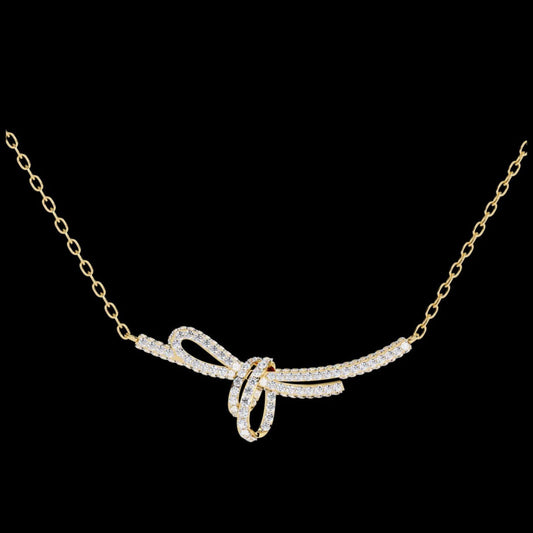 Bow Style Pave Moissanite Diamond Knot Necklace