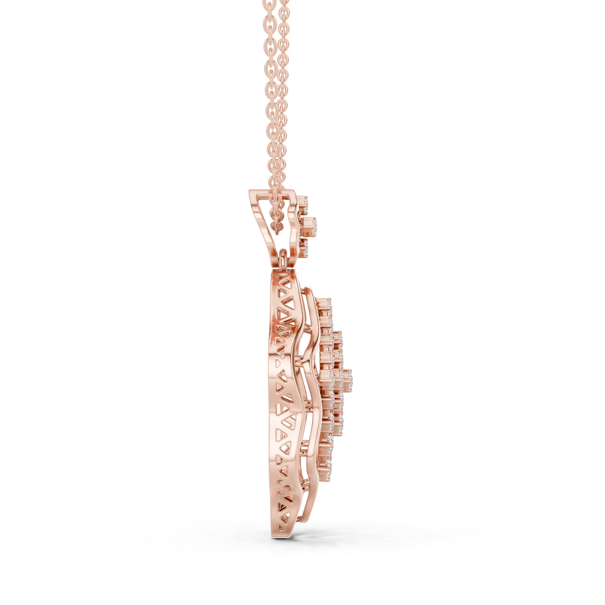 Openwork Quatrefoil Lab Grown Diamond Pattern Necklace - View 5