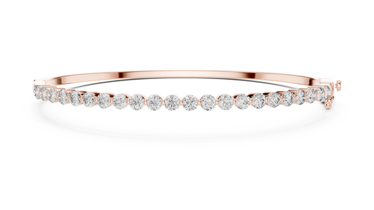 Slim Round Moissanite Diamond Hinged Bangle Bracelet for Women - View 2