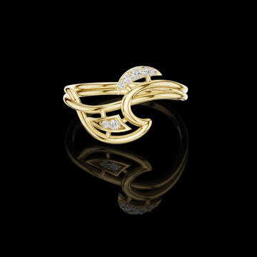 Round Cut Moissanite Diamond Abstract Bypass Open Minimal Ring