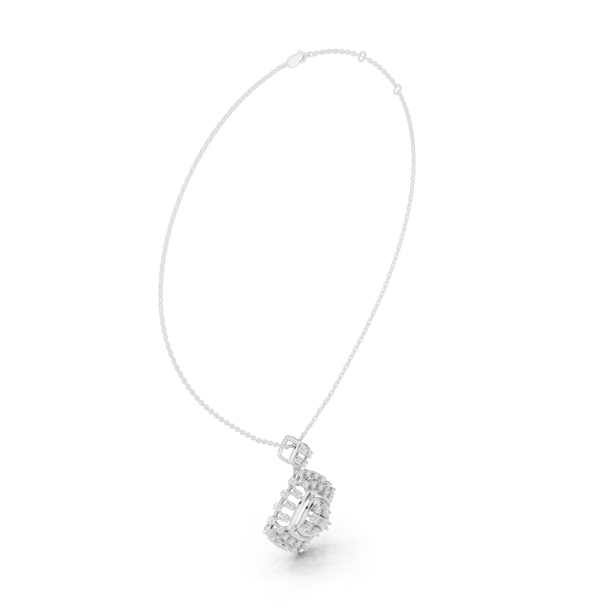 Round Lab Grown Diamond Geometric Square Pendant Necklace - View 9