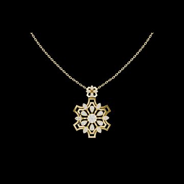 Round Moissanite Diamond Snowflake Floral Pendant Necklace