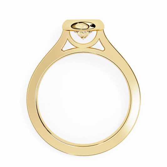 Emerald Cut Halo Moissanite Diamond Ring with Cathedral Setting - View 2