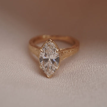 Vintage Marquise Cut Lab Diamond Solitaire Engagement Ring