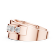 Round Cut Moissanite Diamond Men's Curved Swirl Channel Set Gold Band - View 8