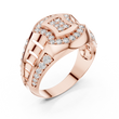 Round Cut Lab Grown Diamond Men's Geometric Double Pave Crest Engagement Ring - View 5